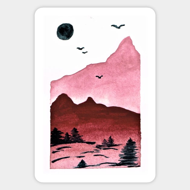 Watercolor Mountains Sticker by opptop